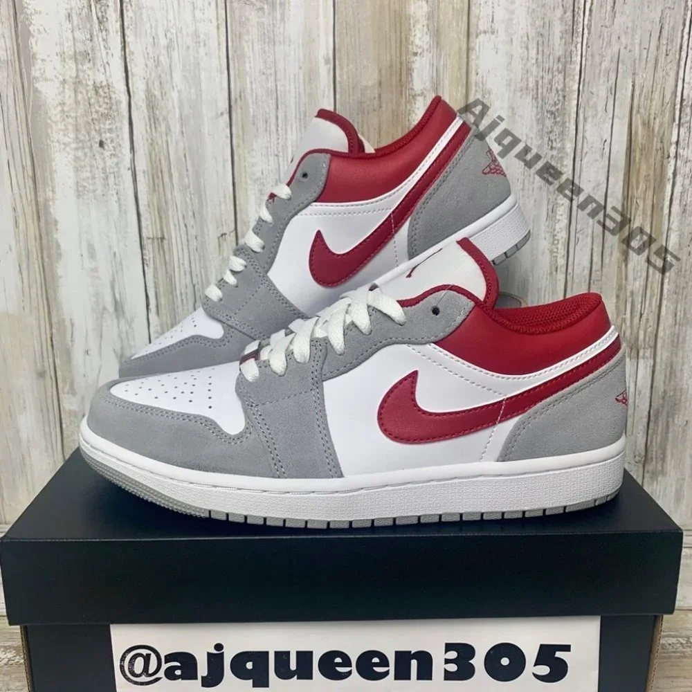 Air Jordan 1 Low Smoke Grey Red - Picture 1 of 6